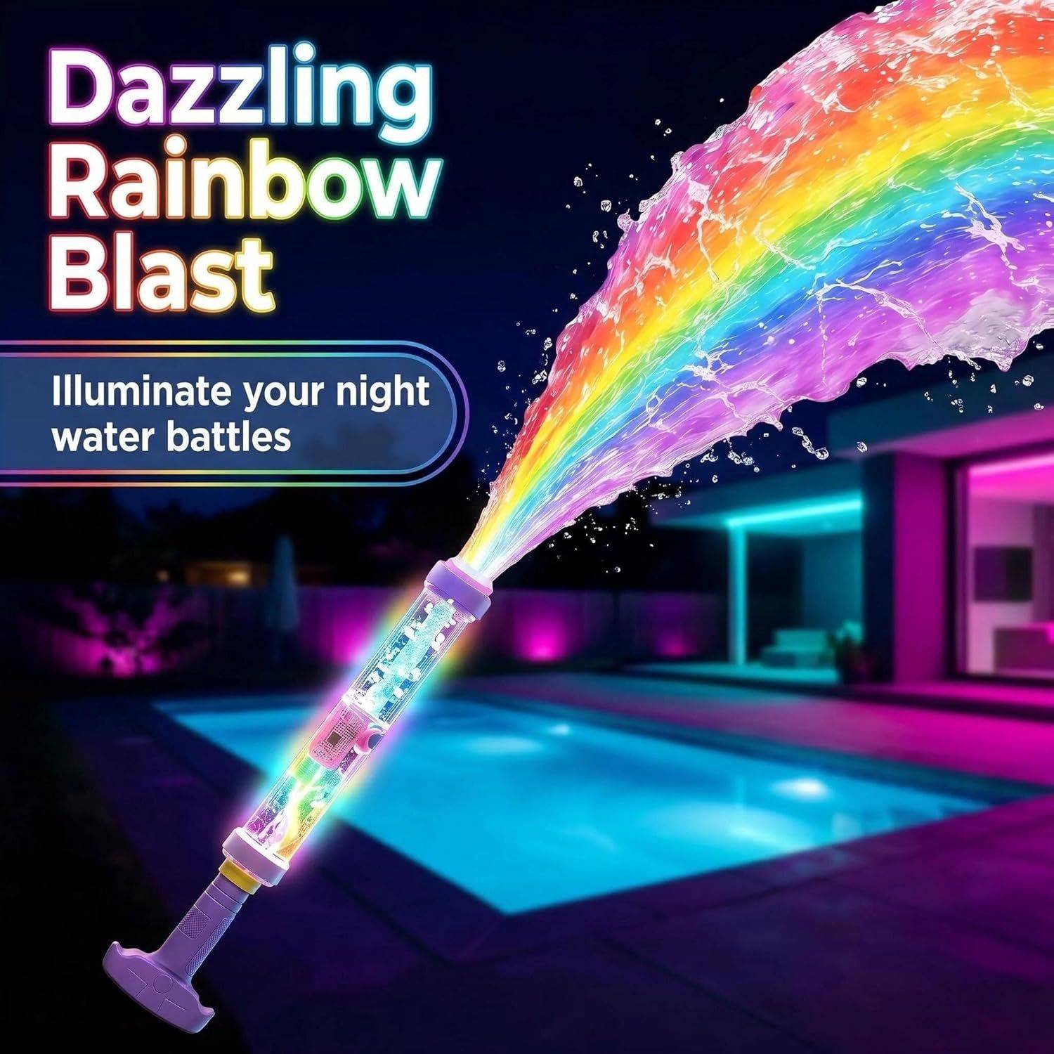 PrismJet LED dúhová vodná pištoľ v noci